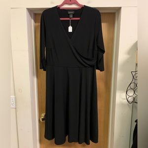 Lane Bryant Black Slinky Flare Dress Half Sleeve - size 14/16